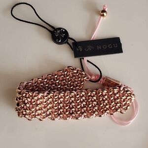 NOGU Kismet Rose Gold Pink Macrame Chainmail Adjustable Bracelet NWT